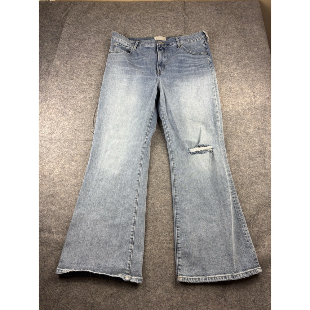 Everlane Women's 33 High Rise Flare Jeans Blue Distressed Denim‎ Western Cowgirl